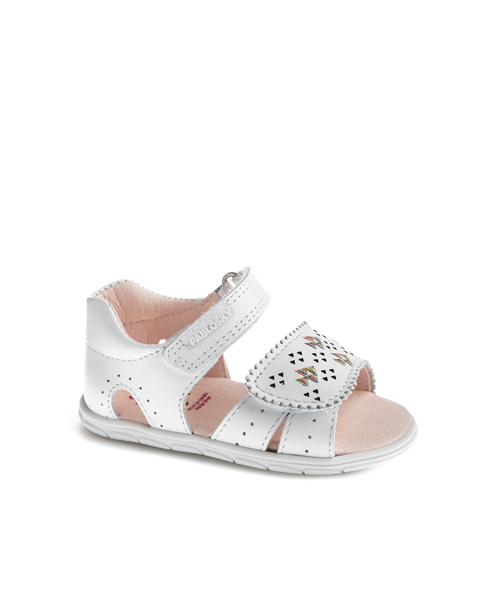 Sandalias de bebé niña barefoot con cierre adherente - Pablosky - Blanco Blanco-1