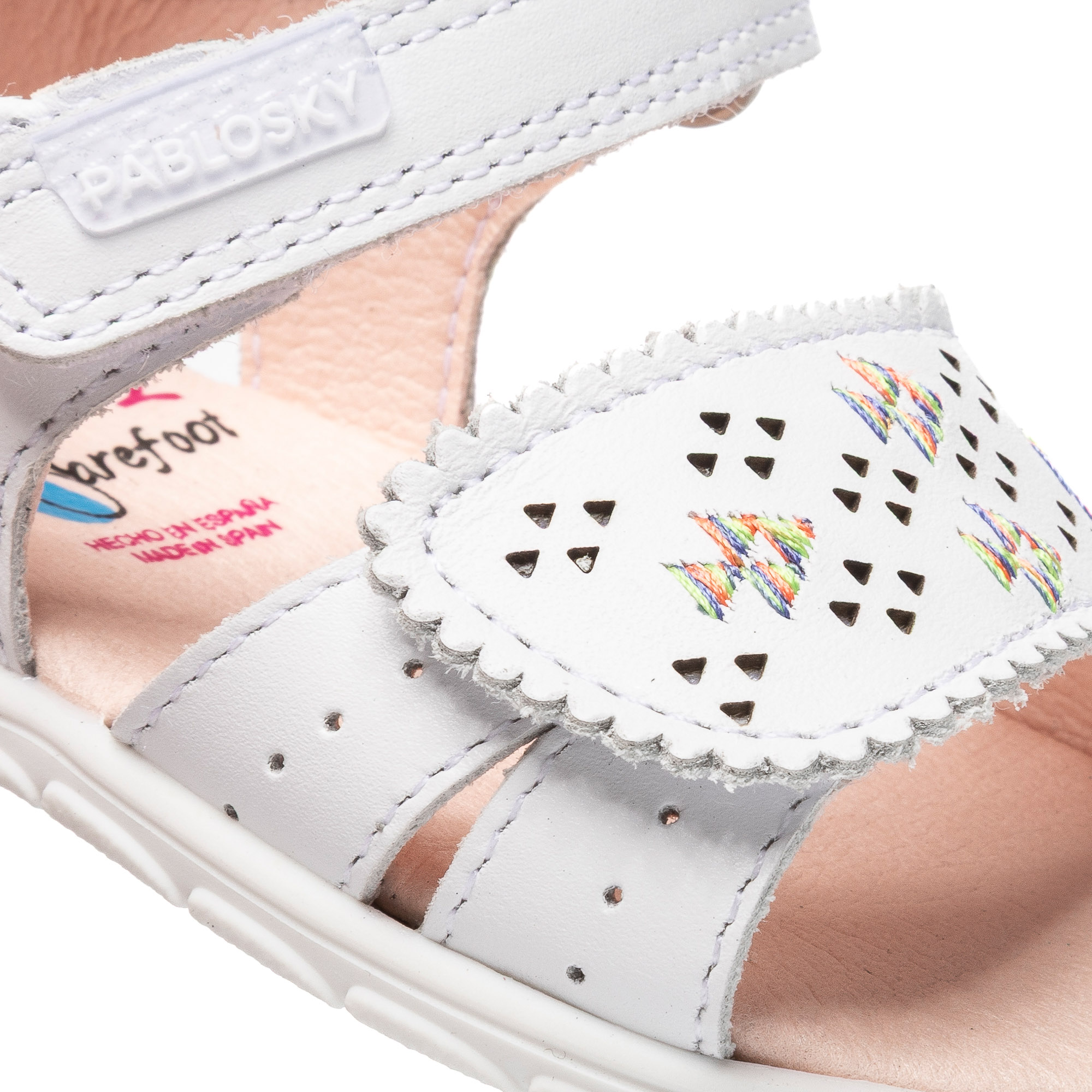 Sandalias de bebé niña barefoot con cierre adherente - Pablosky - Blanco Blanco-3