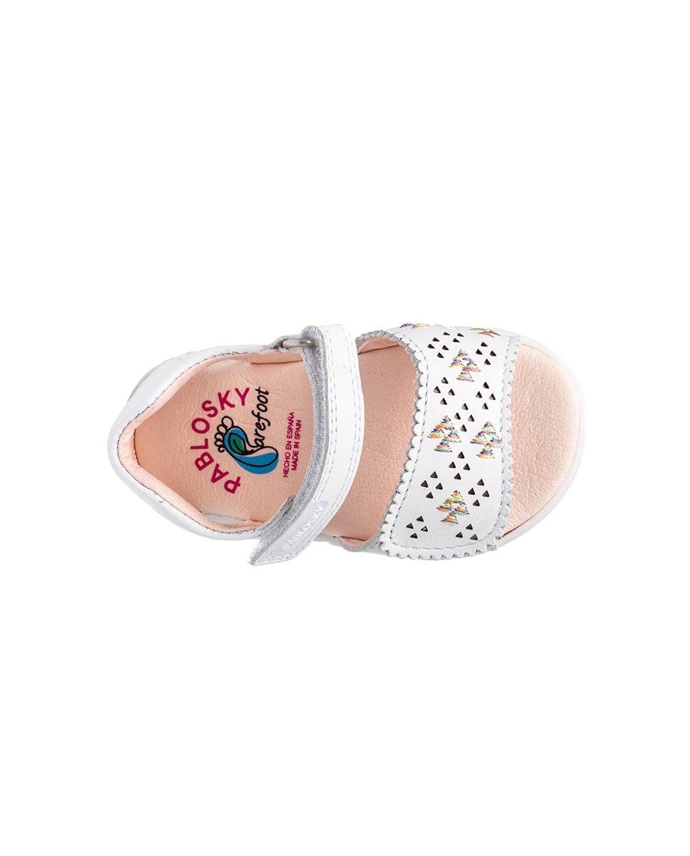 Sandalias de bebé niña barefoot con cierre adherente - Pablosky - Blanco Blanco-5