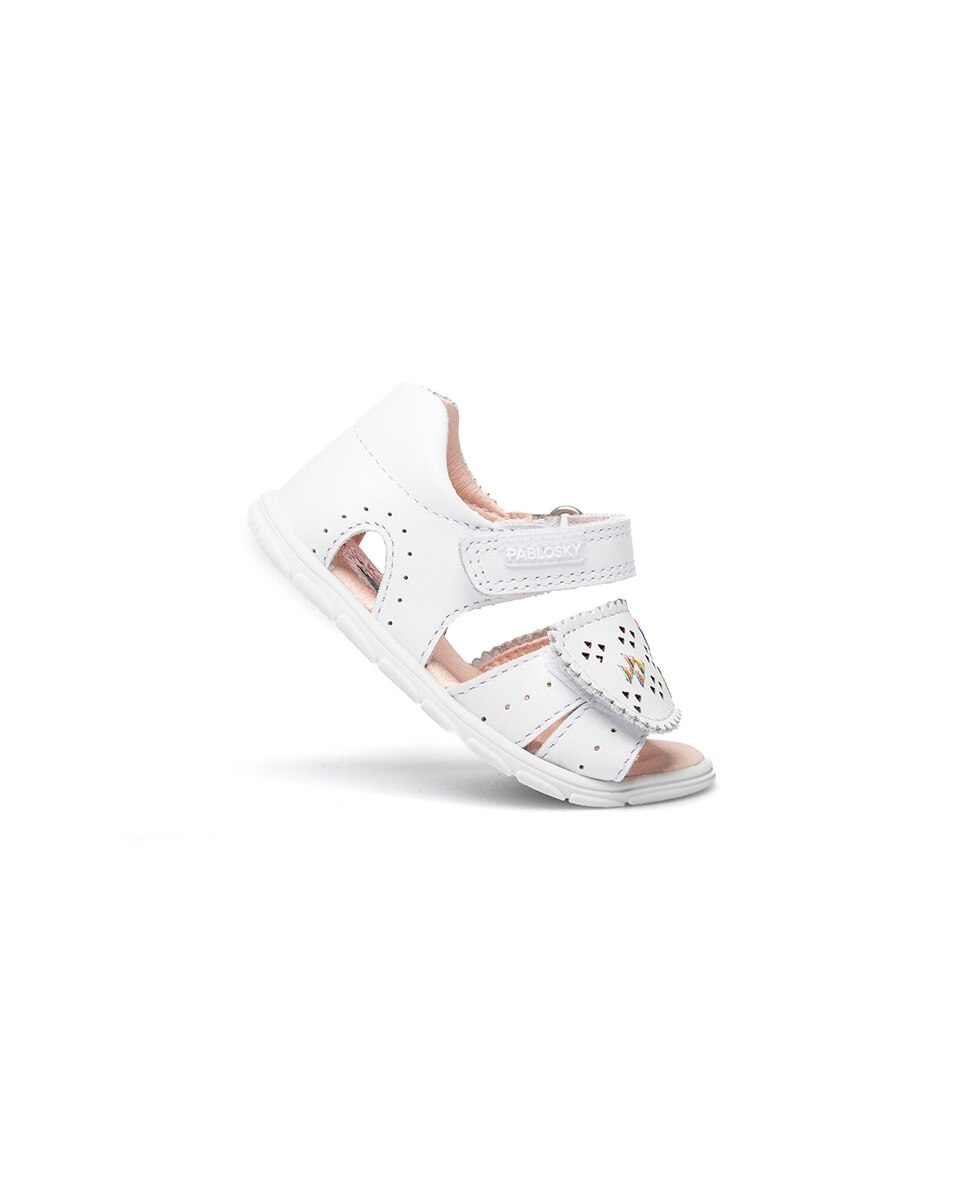 Sandalias de bebé niña barefoot con cierre adherente - Pablosky - Blanco Blanco-7