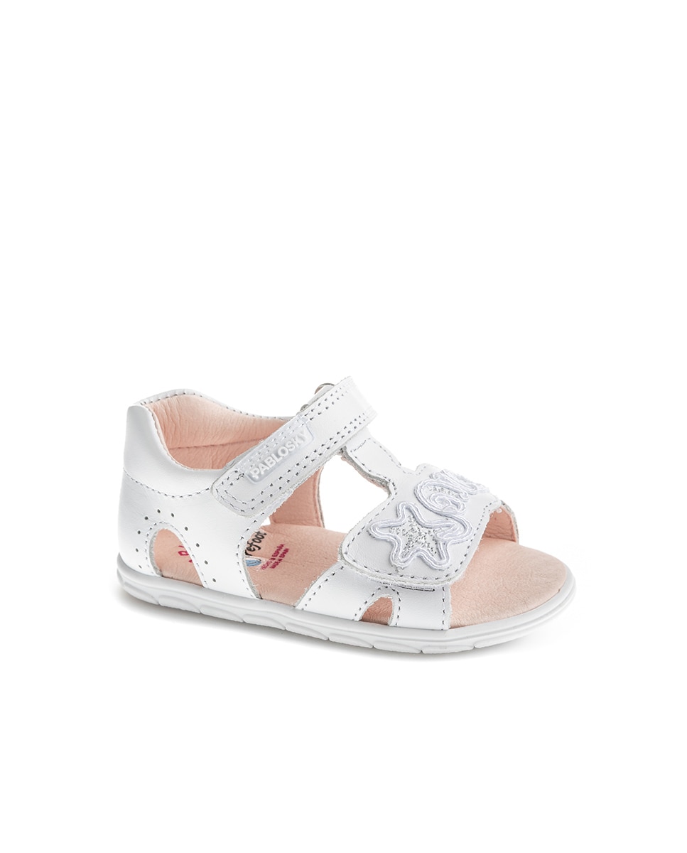 Sandalias de bebé niña barefoot con cierre adherente - Pablosky - Blanco Blanco-1