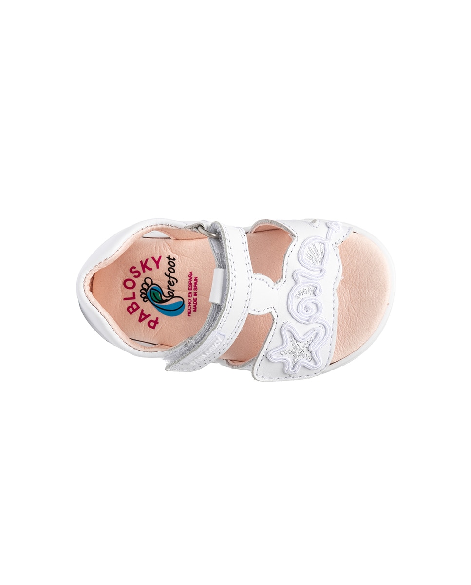 Sandalias de bebé niña barefoot con cierre adherente - Pablosky - Blanco Blanco-5