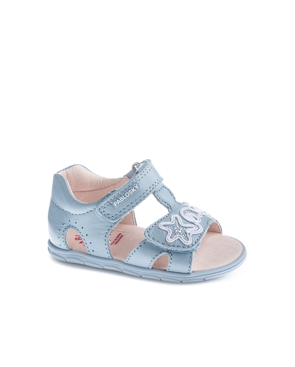 Sandalias de bebé niña barefoot con cierre adherente - Pablosky - Azul celeste Azul celeste-1