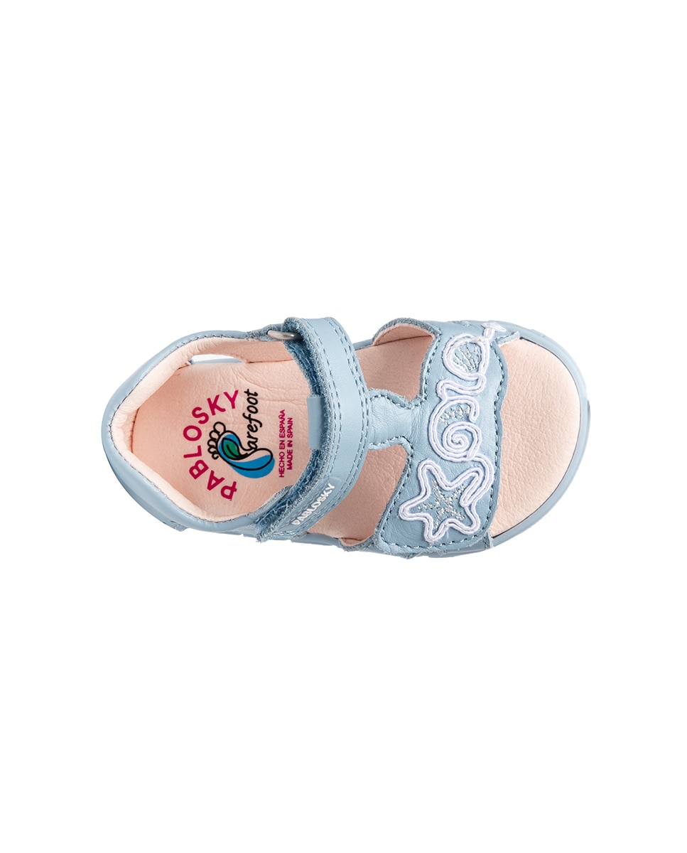 Sandalias de bebé niña barefoot con cierre adherente - Pablosky - Azul celeste Azul celeste-5