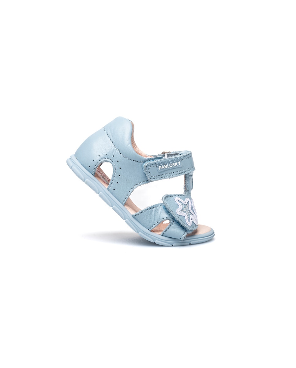 Sandalias de bebé niña barefoot con cierre adherente - Pablosky - Azul celeste Azul celeste-7