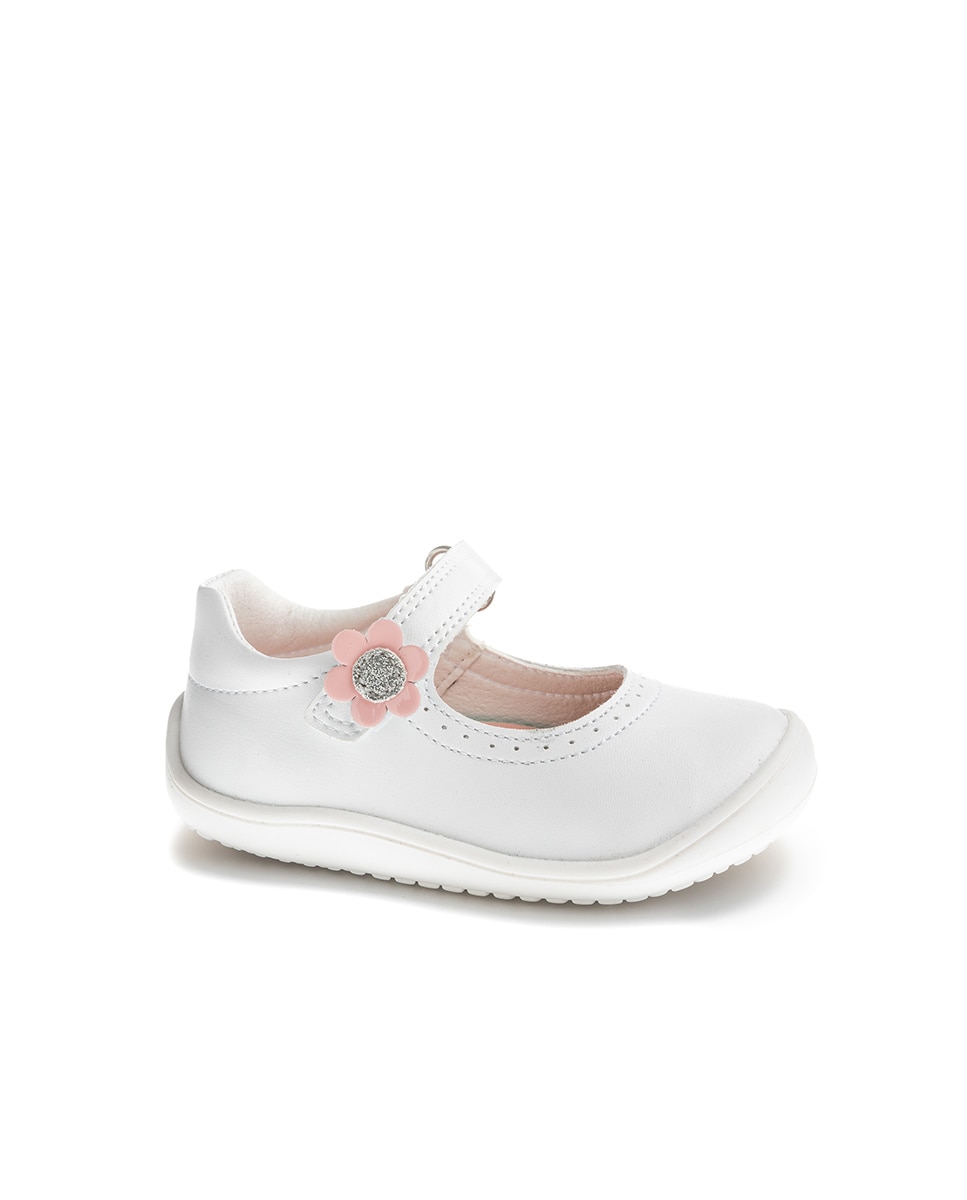 Imagen 0 de Merceditas de bebé niña barefoot con cierre adherente Blanco