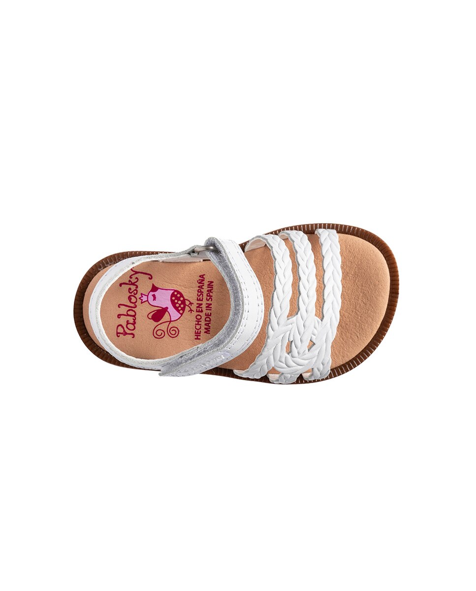 Sandalias de bebé niña con cierre adherente - Pablosky - Blanco Blanco-5