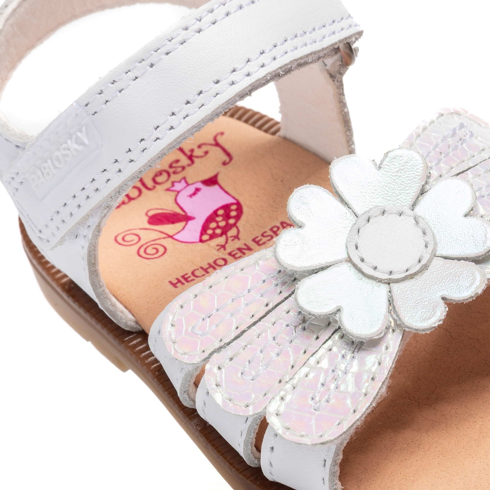 Sandalias de bebé niña con cierre adherente - Pablosky - Blanco Blanco-3
