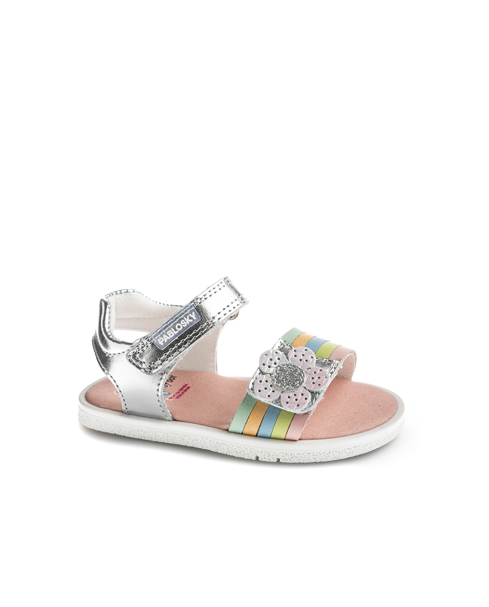 Imagen 1 de Sandalias de bebé niña barefoot con cierre adherente - Pablosky - Plata Plata