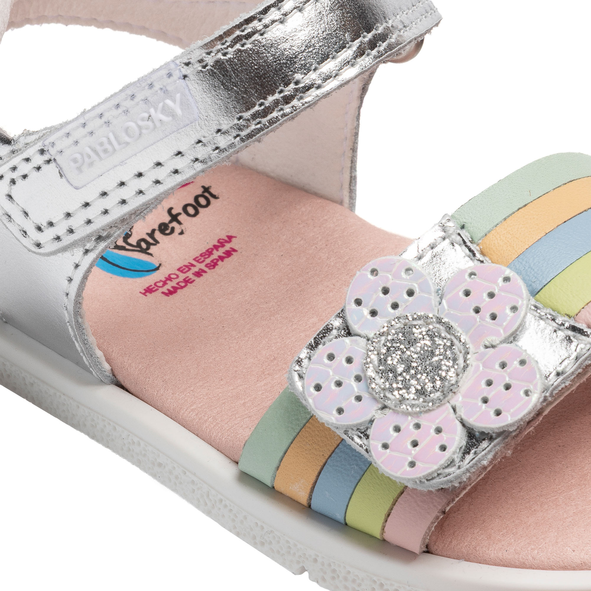 Imagen 3 de Sandalias de bebé niña barefoot con cierre adherente - Pablosky - Plata Plata