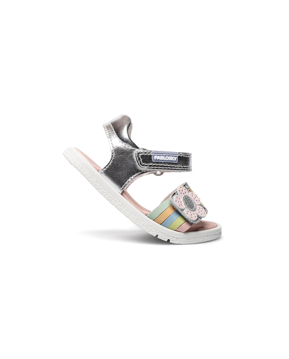 Imagen 7 de Sandalias de bebé niña barefoot con cierre adherente - Pablosky - Plata Plata