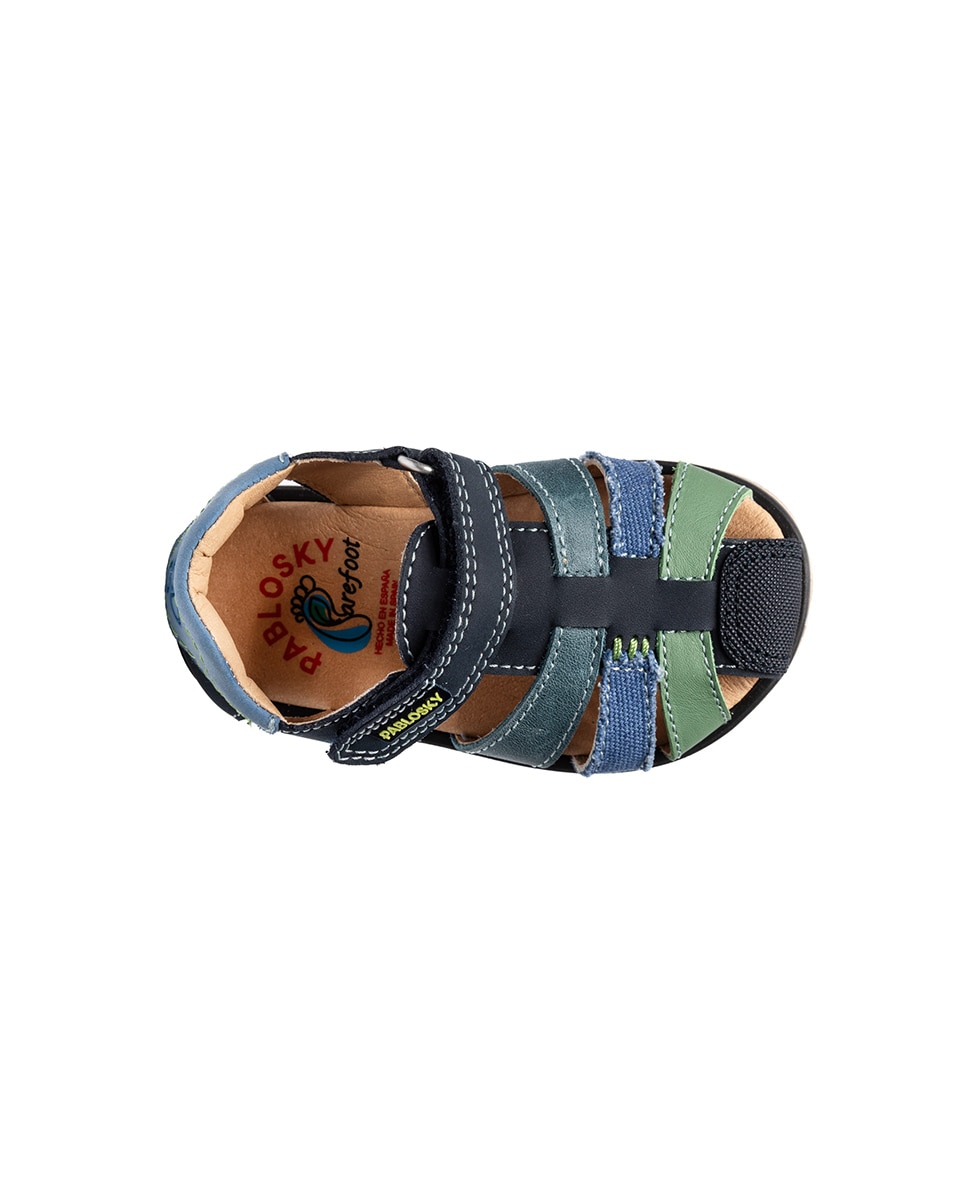 Imagen 5 de Sandalias de bebé niño barefoot con cierre adherente - Pablosky - Azul / Verde Azul / Verde