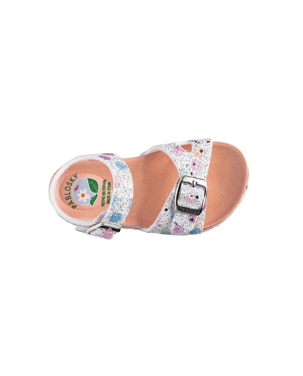 Imagen 3 de Sandalias abiertas de niña con hebilla - Pablosky - Blanco / Rosa Blanco / Rosa