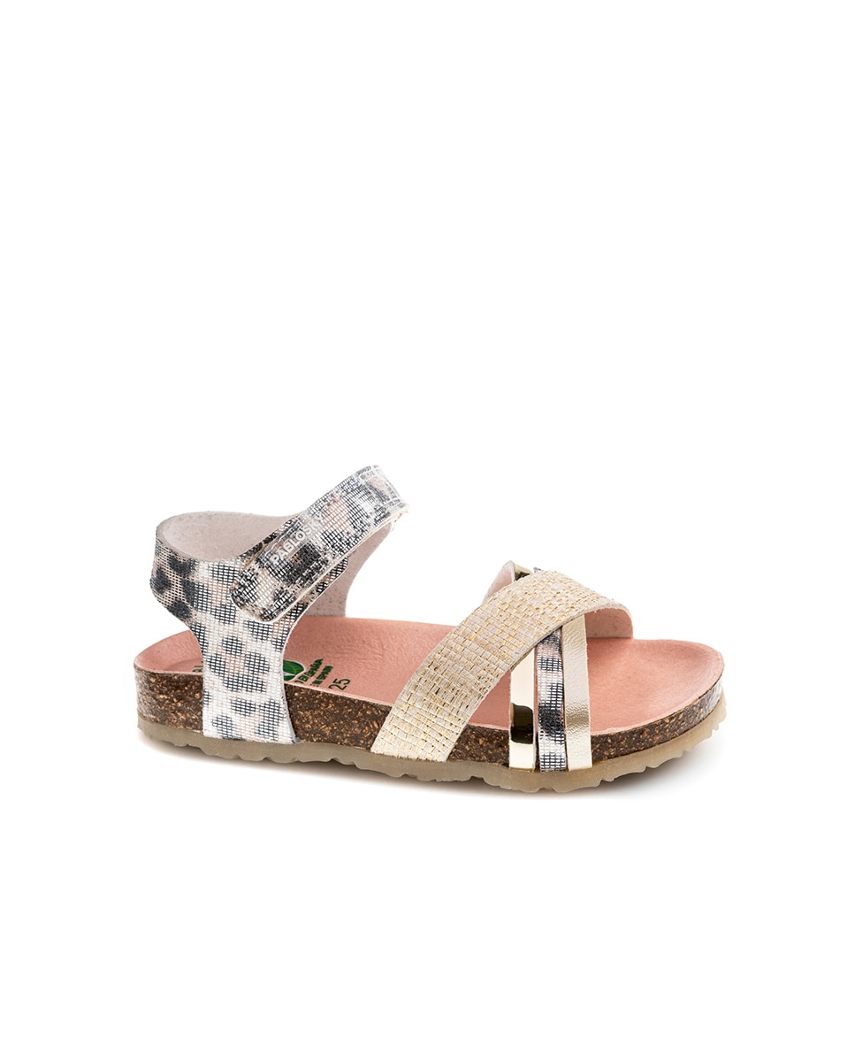 Sandalias abiertas de niña con cierre adherente - Pablosky - Beige Beige-1