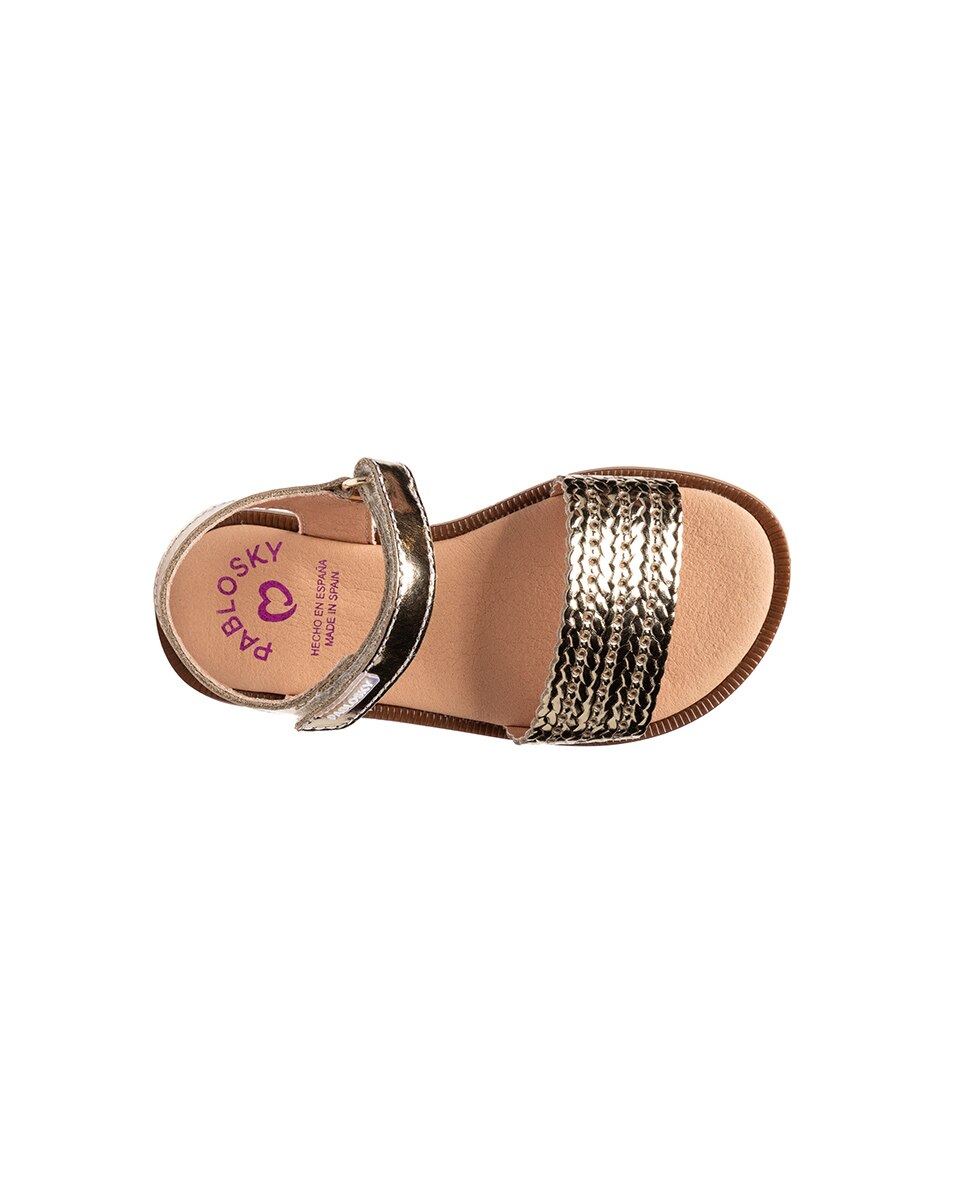 Sandalias abiertas de niña con cierre adherente - Pablosky - Oro Oro-5