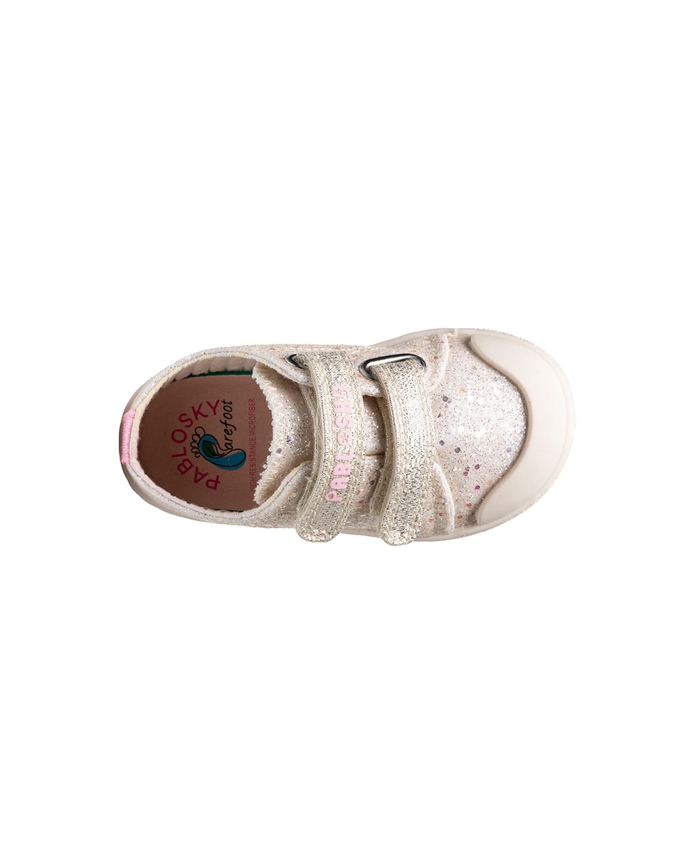 Zapatillas de lona de niña barefoot con cierre adherente - Pablosky - Beige Beige-5