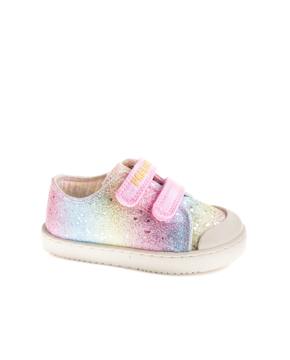 Zapatillas de lona de niña barefoot con cierre adherente - Pablosky - Rosa Rosa-1
