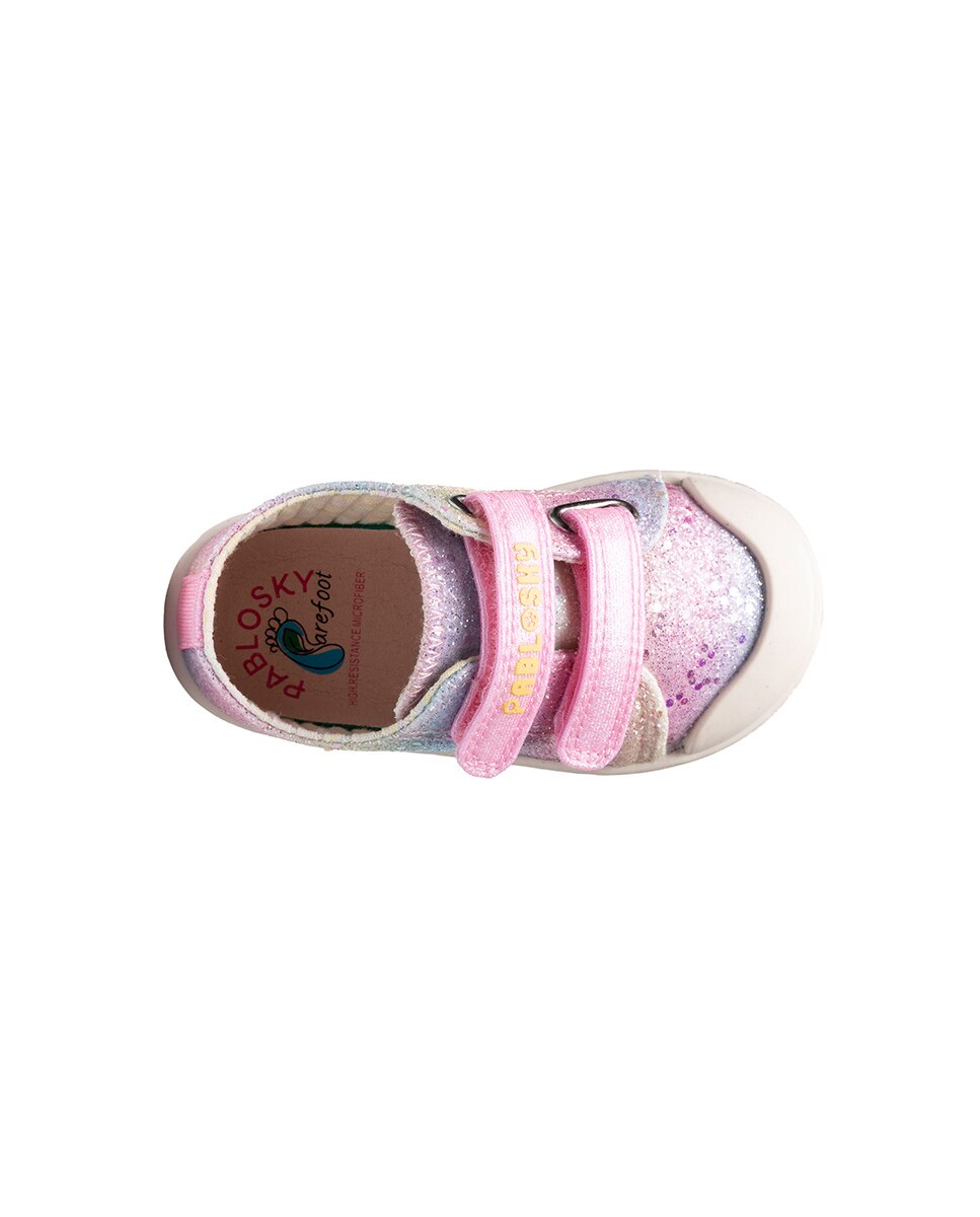 Zapatillas de lona de niña barefoot con cierre adherente - Pablosky - Rosa Rosa-5