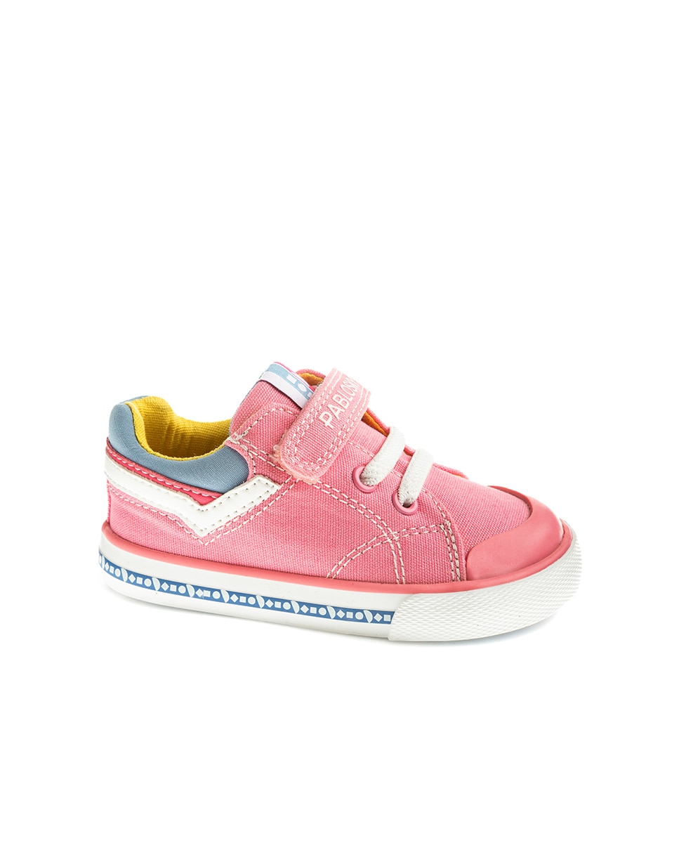Zapatillas de lona de bebé niña barefoot con cierre adherente - Pablosky - Rosa Rosa-1