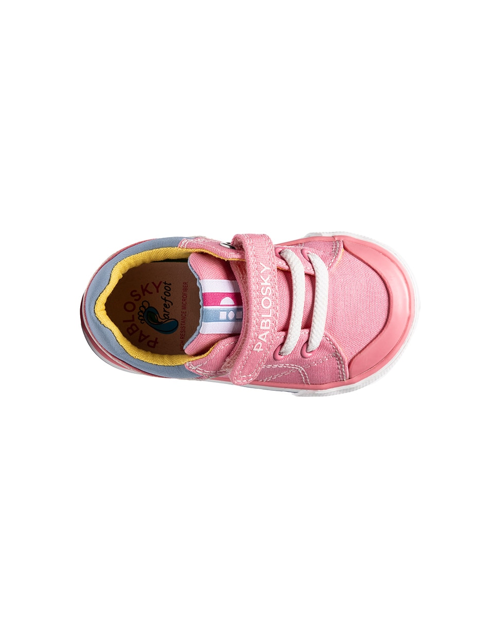 Zapatillas de lona de bebé niña barefoot con cierre adherente - Pablosky - Rosa Rosa-5