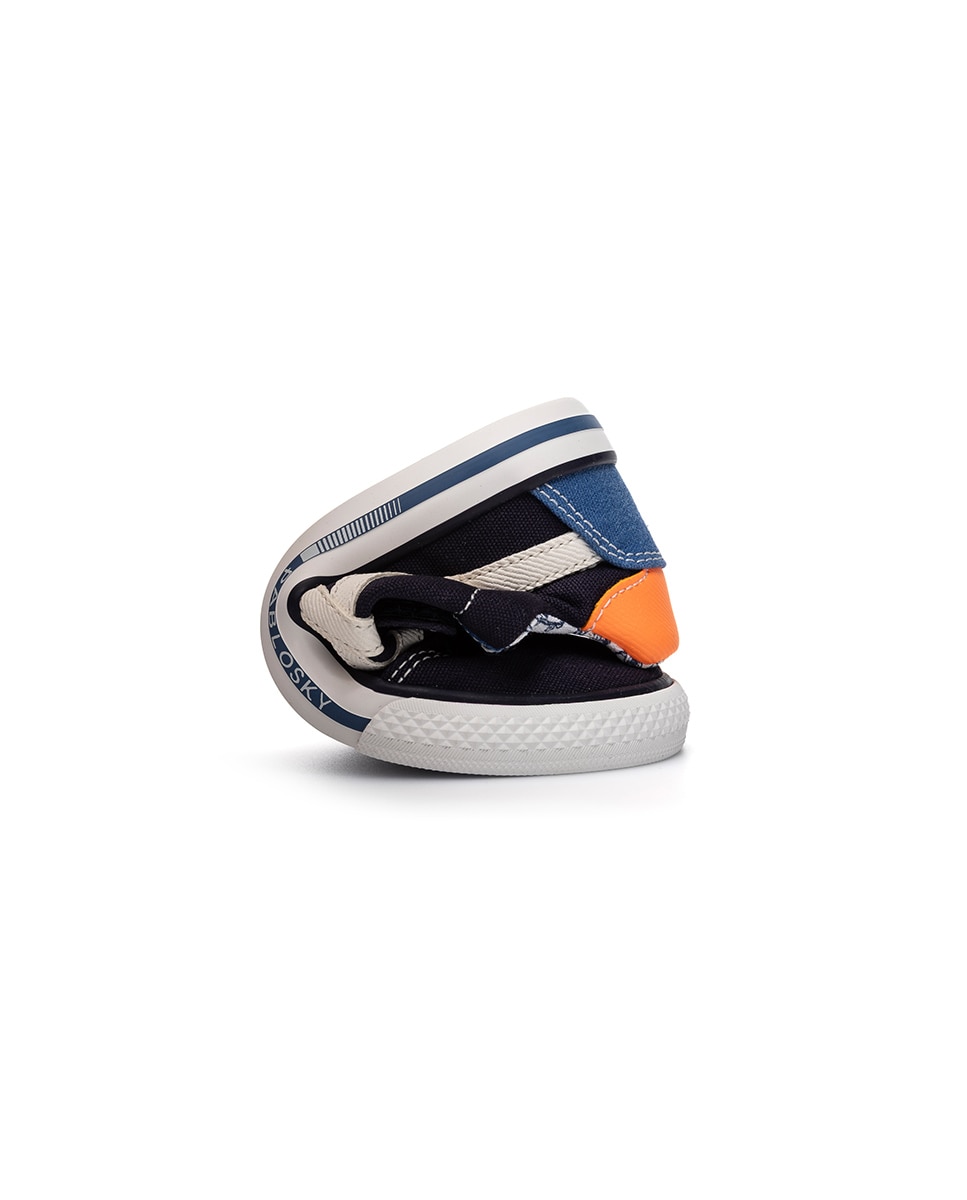 Zapatillas de lona de niño barefoot con cierre adherente - Pablosky - Azul marino / Naranja Azul marino / Naranja-2