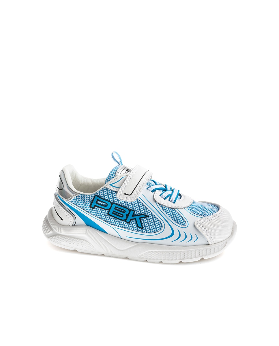 Zapatillas deportivas de niños pablosky barefoot de piel con cierre adherente - Blanco / Azul Blanco / Azul-1