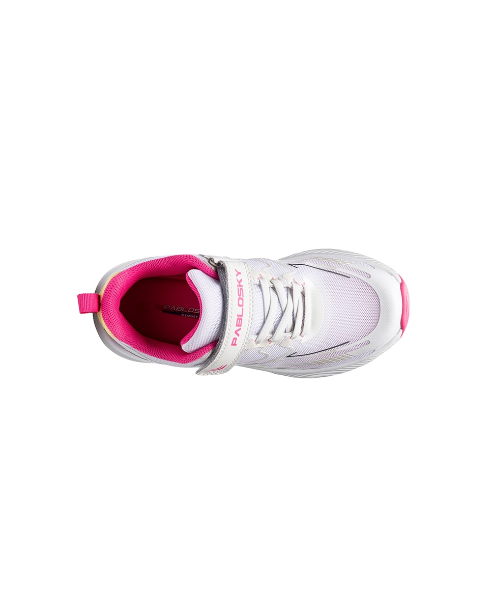 Imagen 4 de Zapatillas deportivas de niños pablosky con cierre adherente - Blanco / Fucsia Blanco / Fucsia