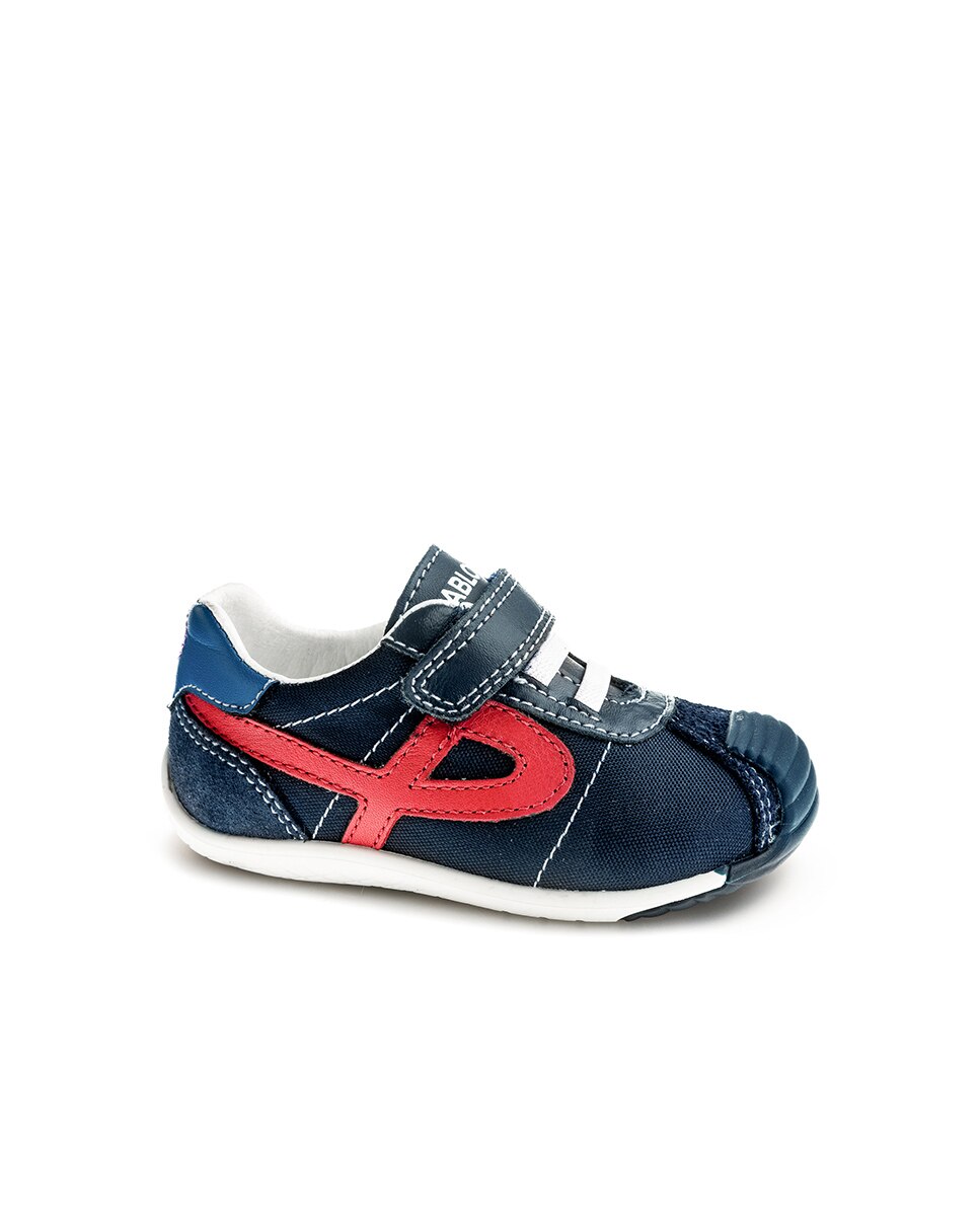 Zapatillas deportivas de bebé niño barefoot con cierre adherente - Pablosky - Azul marino / Rosa Azul marino / Rosa-1