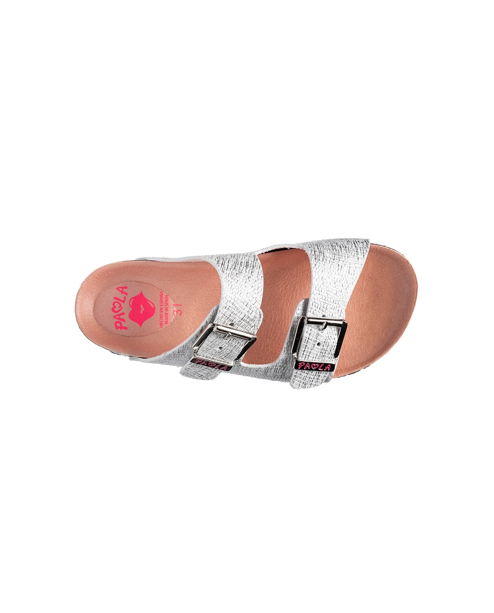 Sandalias abiertas de niña - Pablosky - Plata Plata-3