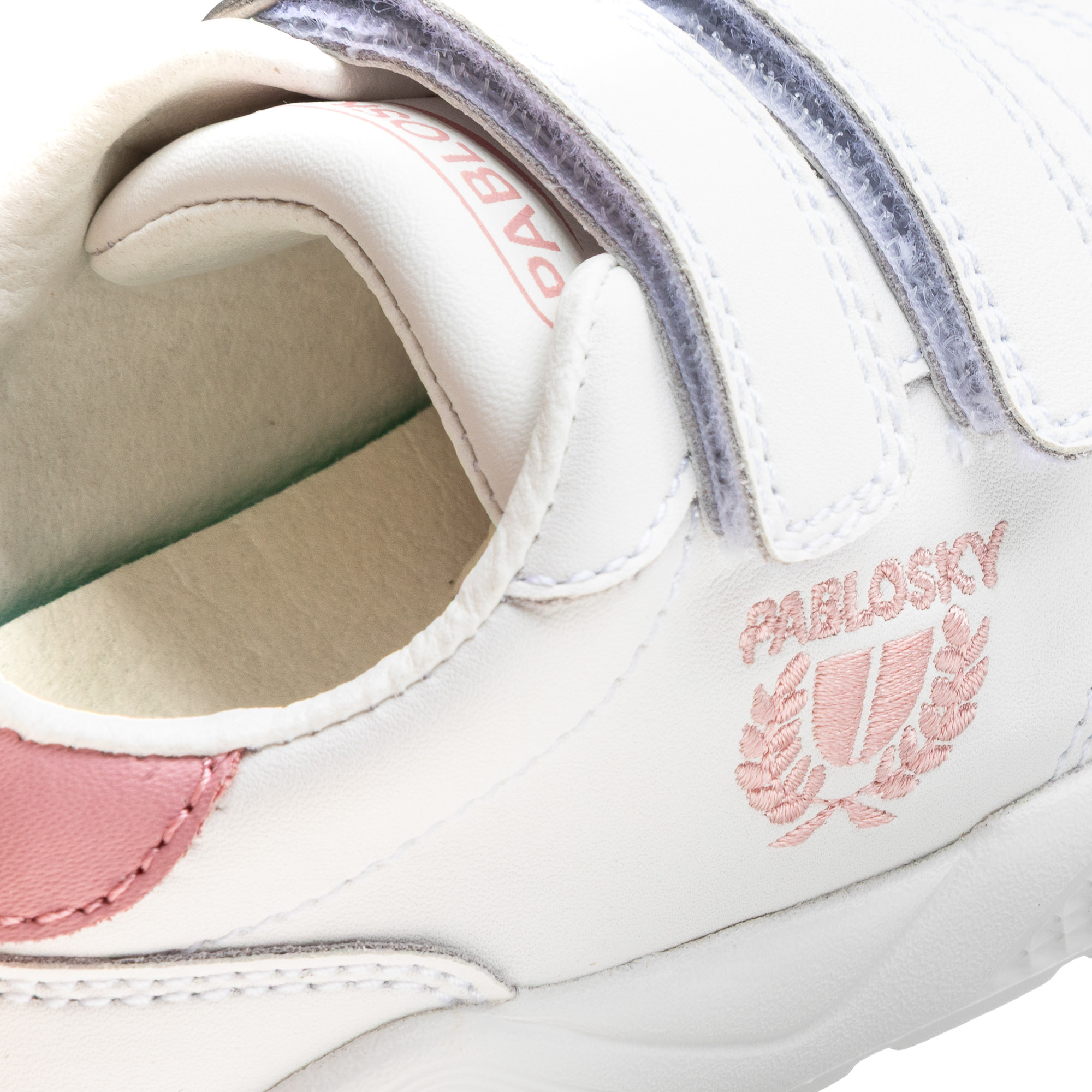 Zapatillas de niño de piel con cierre adherente deportivos para el cole - Pablosky - Blanco / Rosa Blanco / Rosa-3