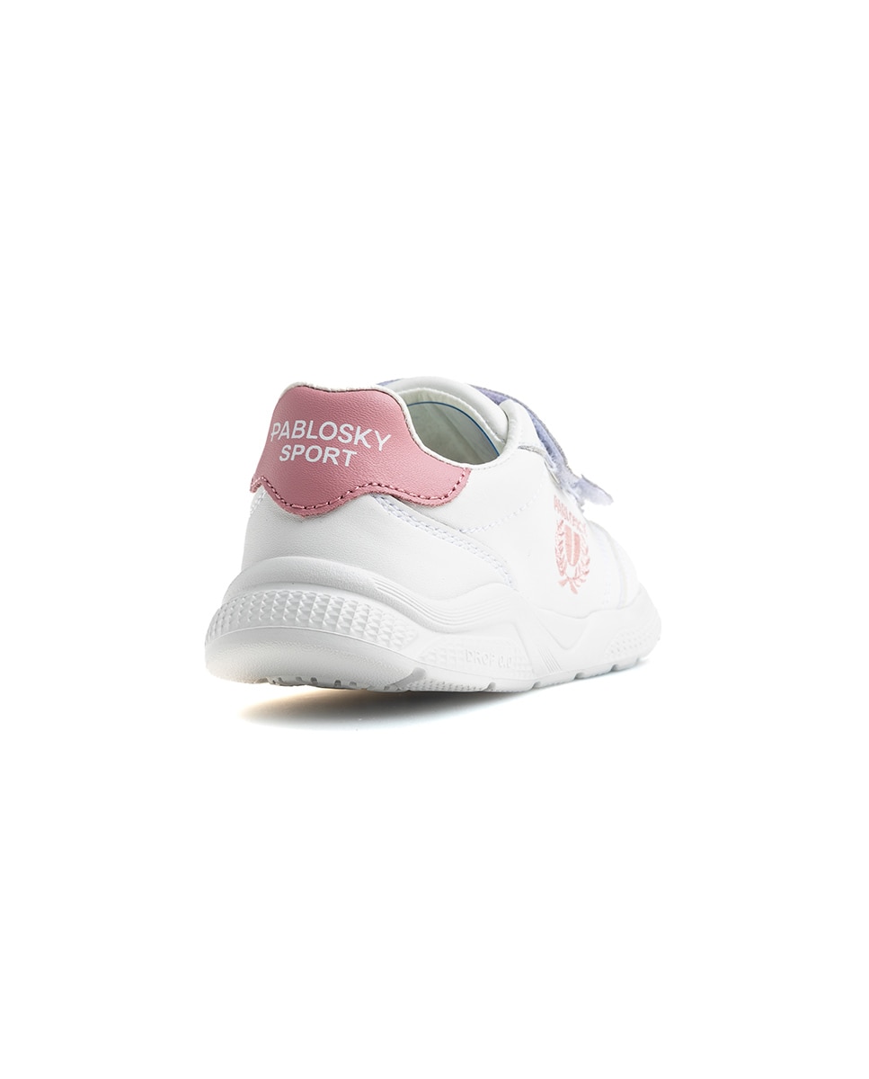 Zapatillas de niño de piel con cierre adherente deportivos para el cole - Pablosky - Blanco / Rosa Blanco / Rosa-7
