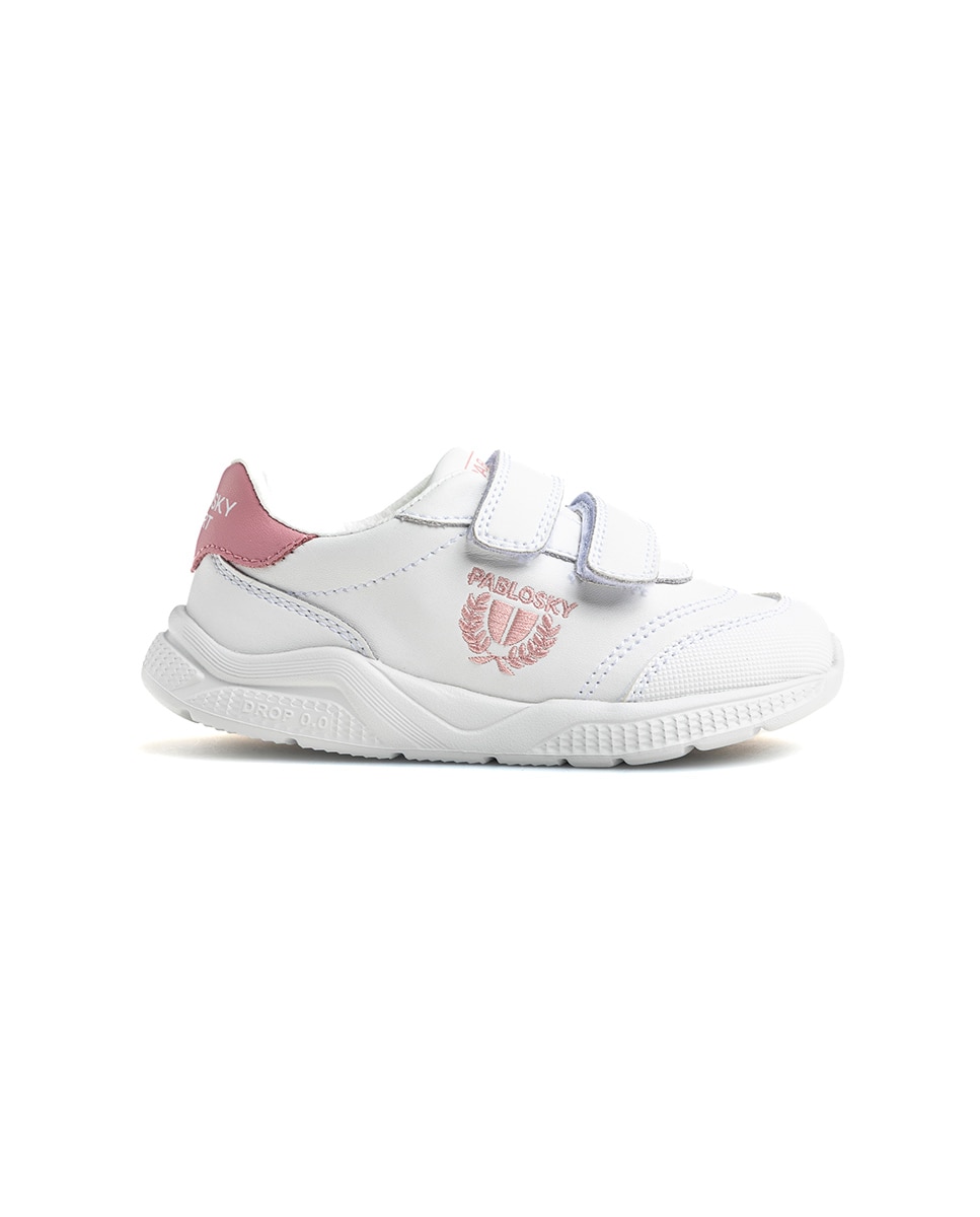 Zapatillas de niño de piel con cierre adherente deportivos para el cole - Pablosky - Blanco / Rosa Blanco / Rosa-9