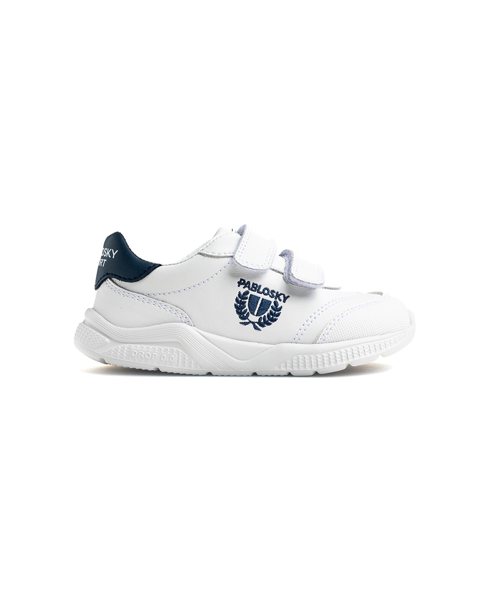 Zapatillas de niño de piel con cierre adherente deportivos para el cole - Pablosky - Blanco / Azul Blanco / Azul-9