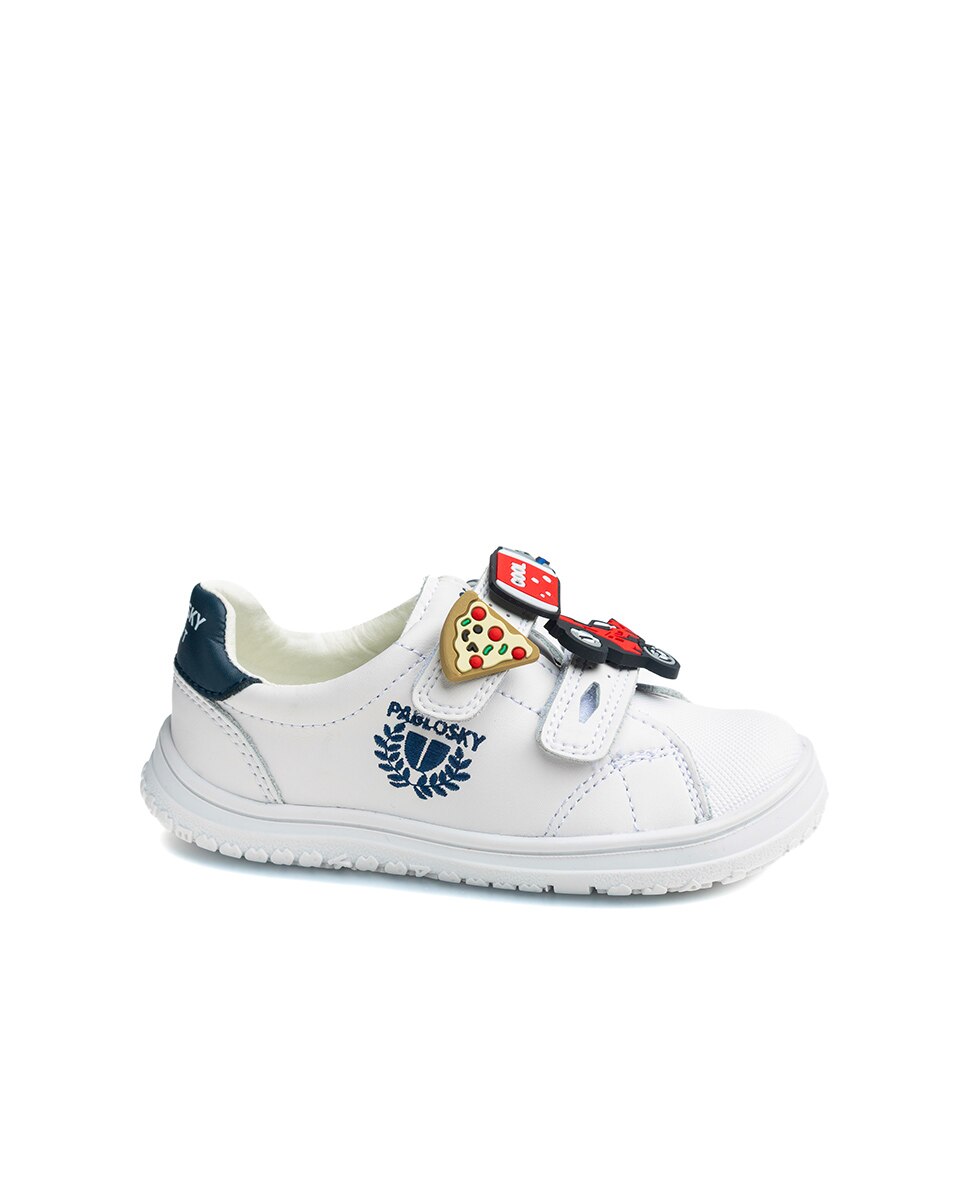 Zapatillas de niño de piel con cierre adherente deportivos para el cole - Pablosky - Blanco / Azul Blanco / Azul-1