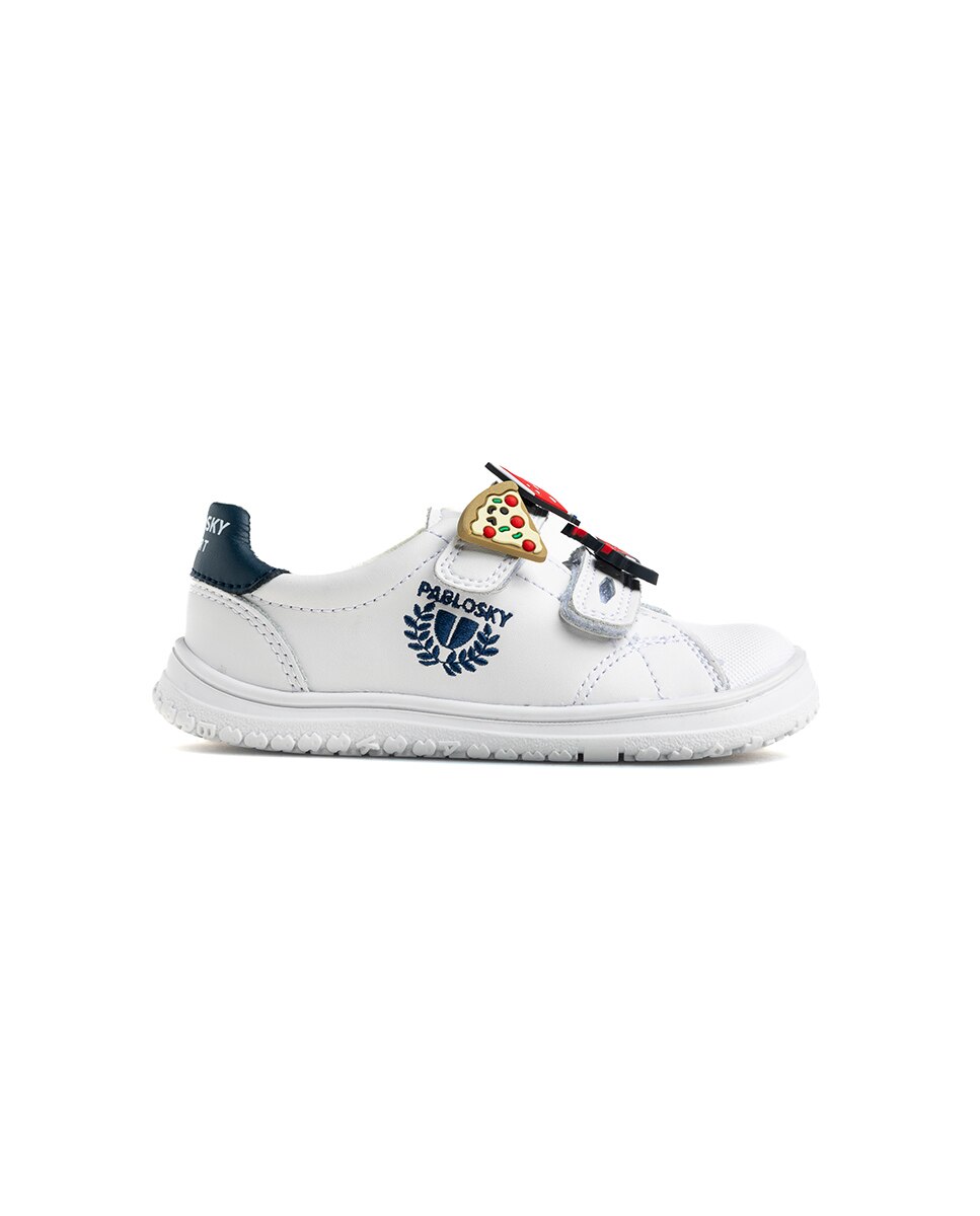 Zapatillas de niño de piel con cierre adherente deportivos para el cole - Pablosky - Blanco / Azul Blanco / Azul-9