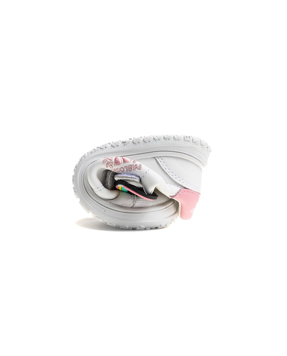 Zapatillas de niño de piel con cierre adherente deportivos para el cole - Pablosky - Blanco / Rosa Blanco / Rosa-2