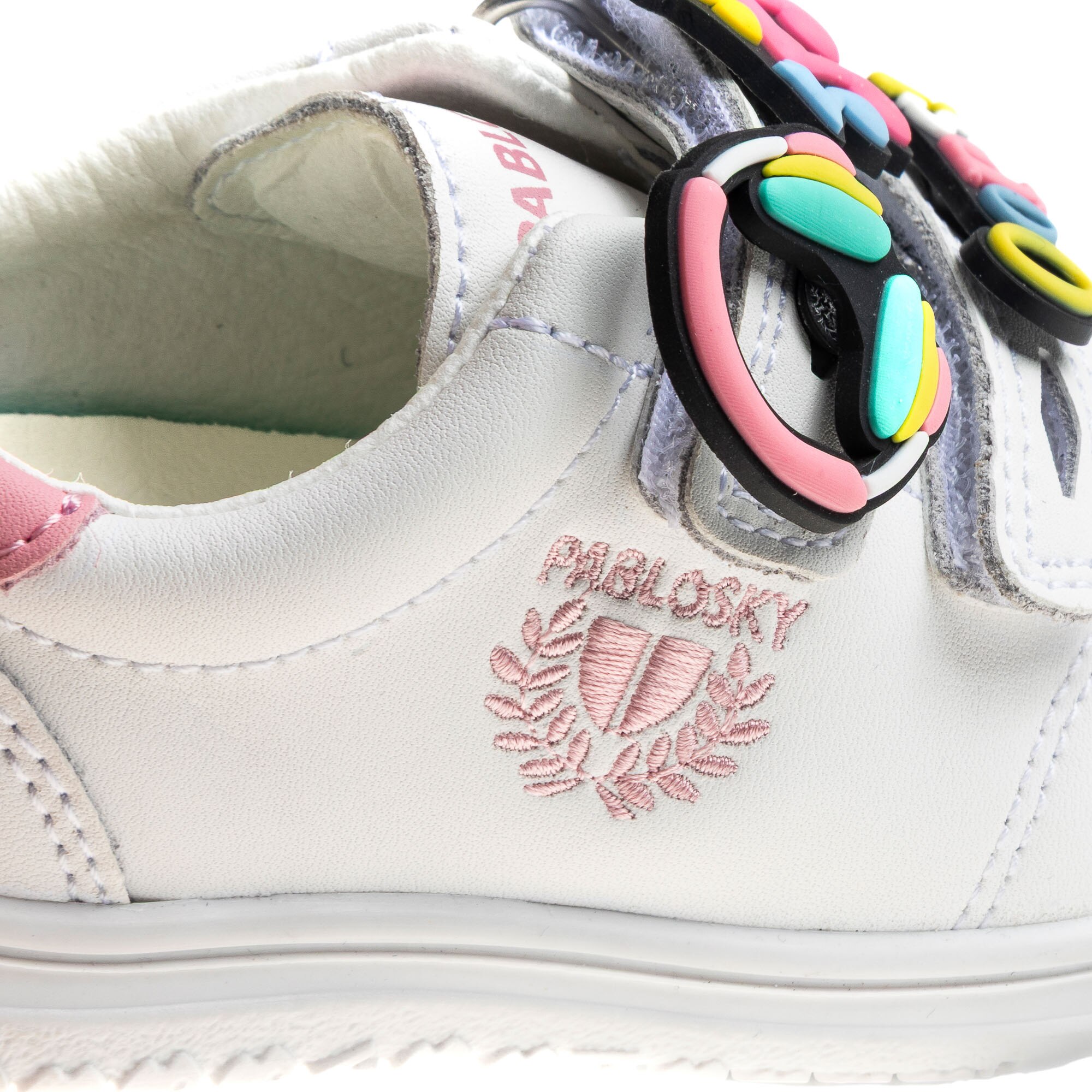 Zapatillas de niño de piel con cierre adherente deportivos para el cole - Pablosky - Blanco / Rosa Blanco / Rosa-3