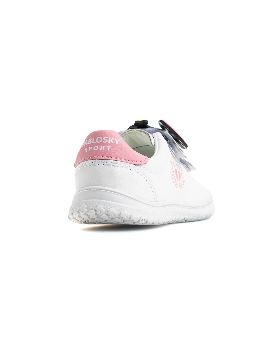 Zapatillas de niño de piel con cierre adherente deportivos para el cole - Pablosky - Blanco / Rosa Blanco / Rosa-7