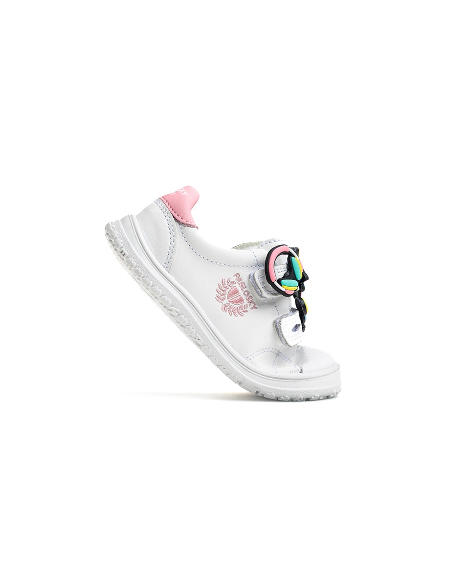 Zapatillas de niño de piel con cierre adherente deportivos para el cole - Pablosky - Blanco / Rosa Blanco / Rosa-8