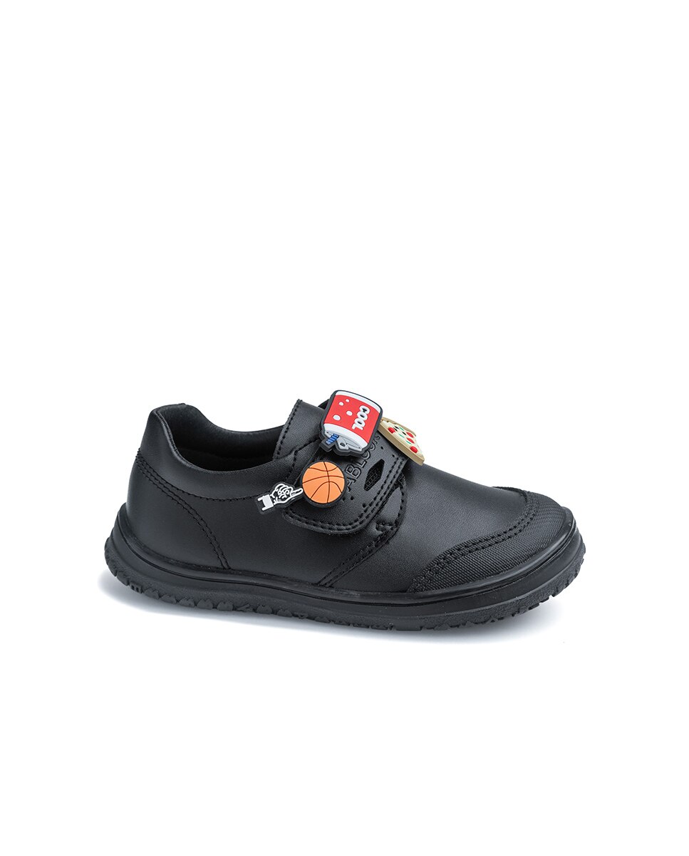 Mocasines de niño de piel con cierre adherente para uniforme escolar - Pablosky - Negro Negro-1