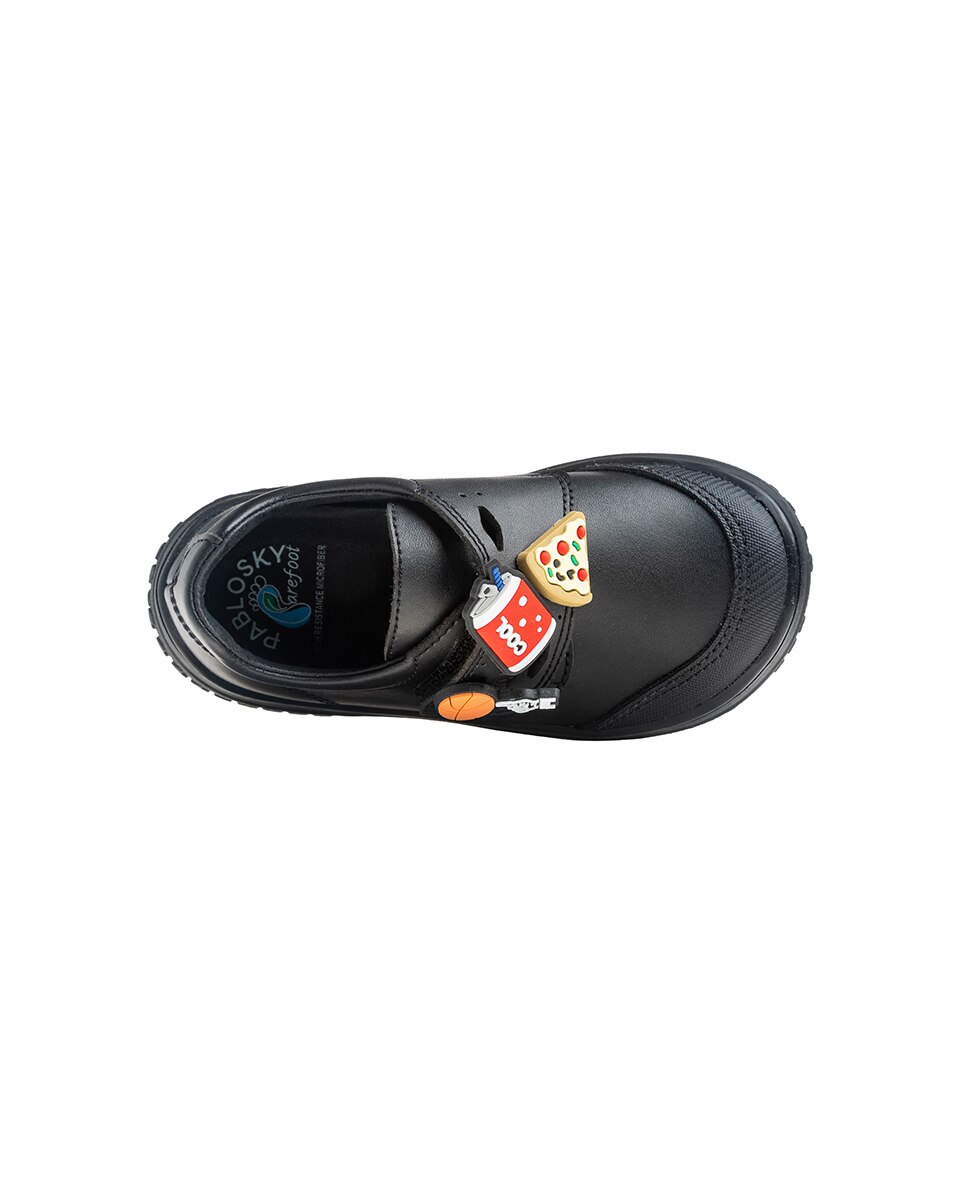 Mocasines de niño de piel con cierre adherente para uniforme escolar - Pablosky - Negro Negro-6