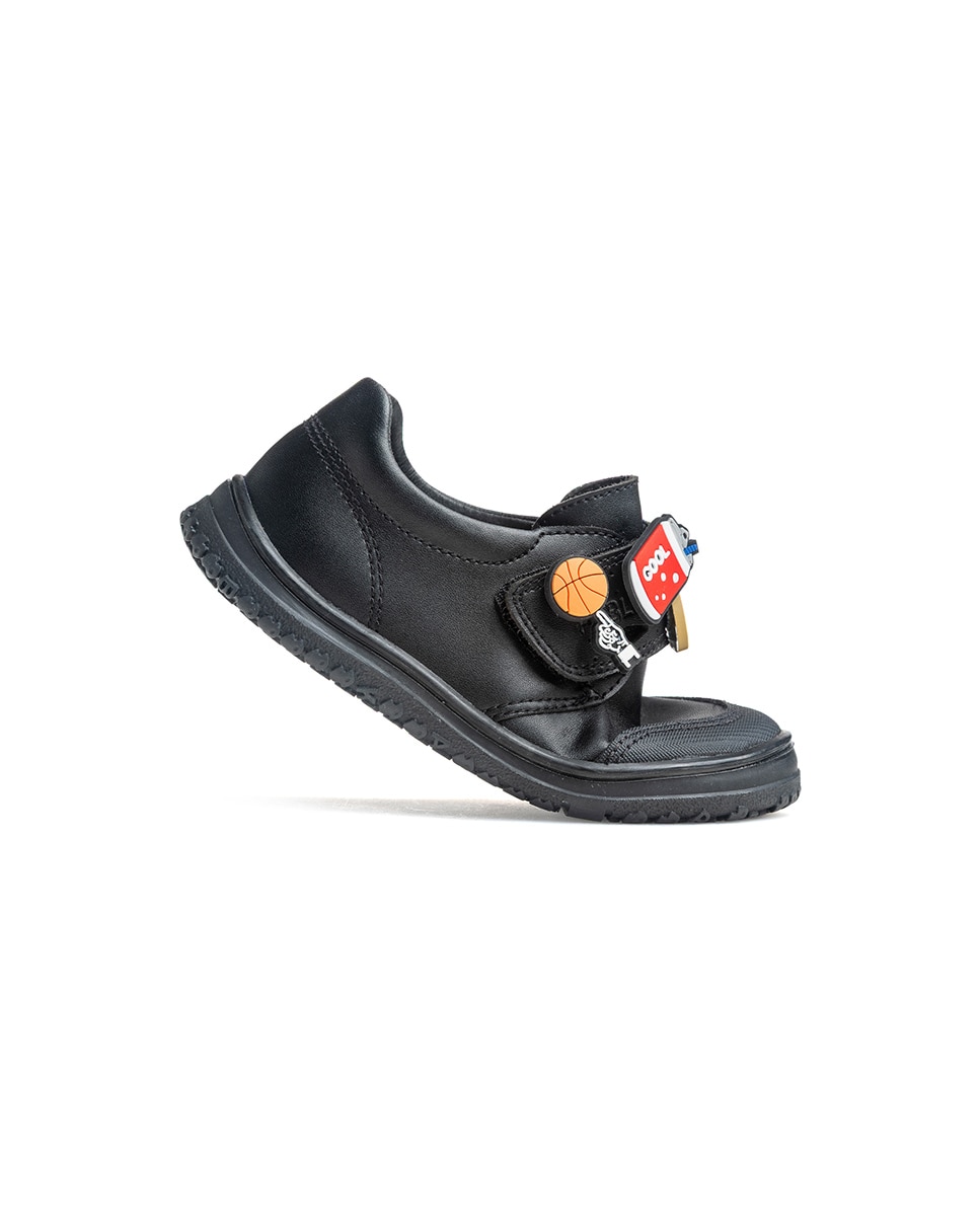 Mocasines de niño de piel con cierre adherente para uniforme escolar - Pablosky - Negro Negro-8