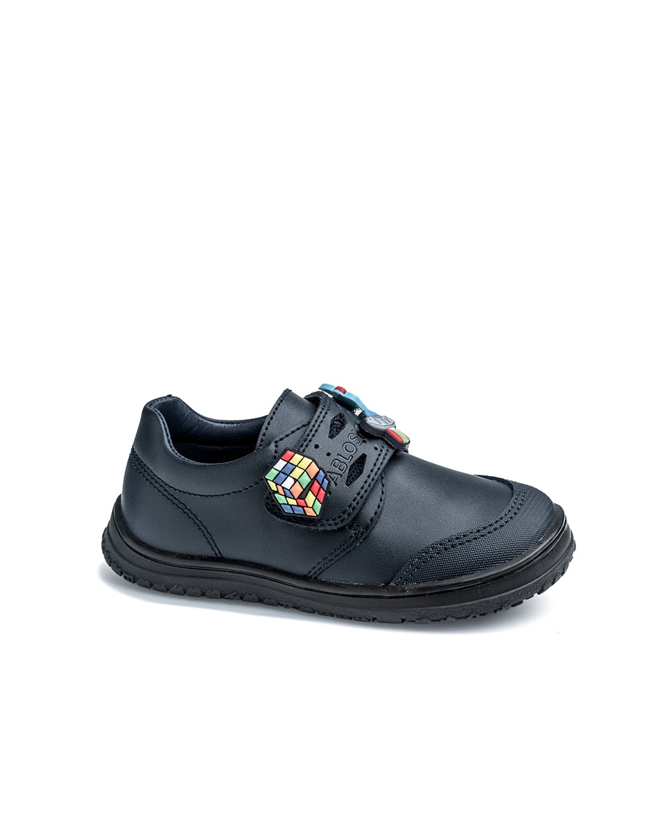 Mocasines de niño de piel con cierre adherente para uniforme escolar - Pablosky - Azul Azul-1