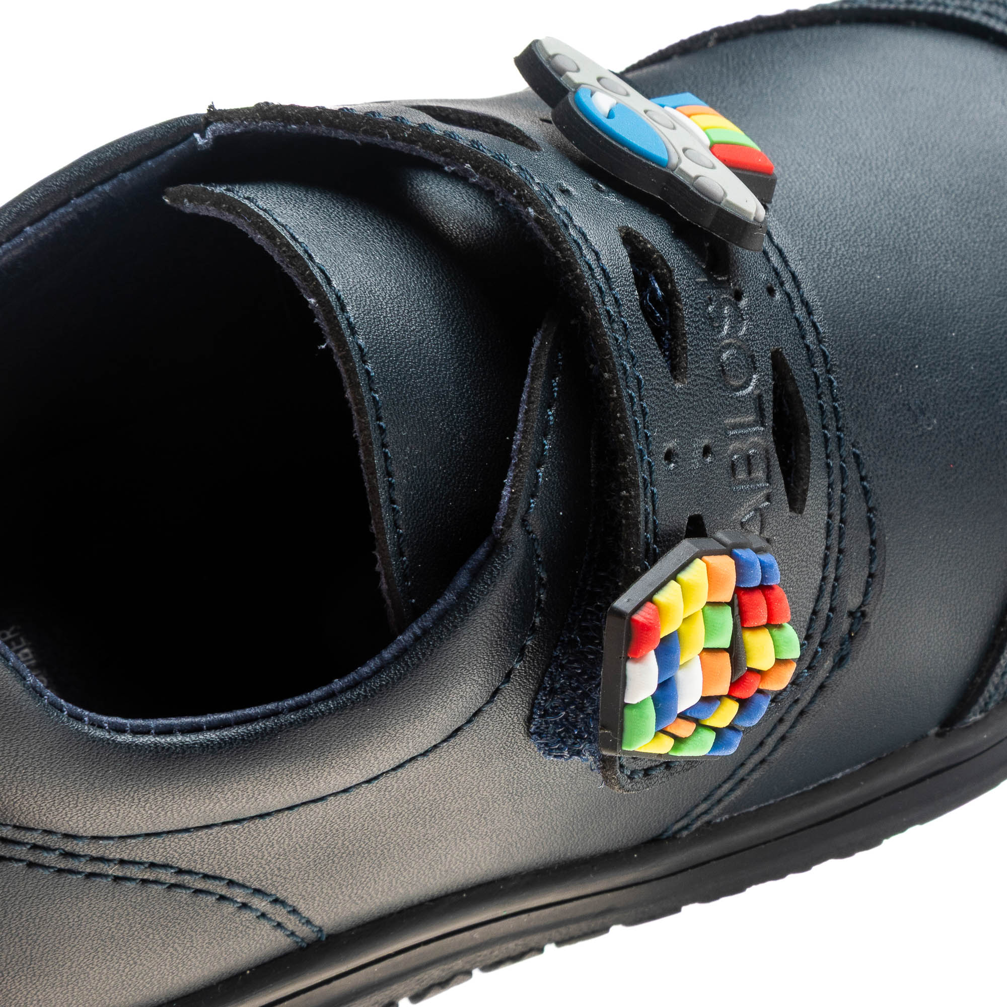 Mocasines de niño de piel con cierre adherente para uniforme escolar - Pablosky - Azul Azul-3