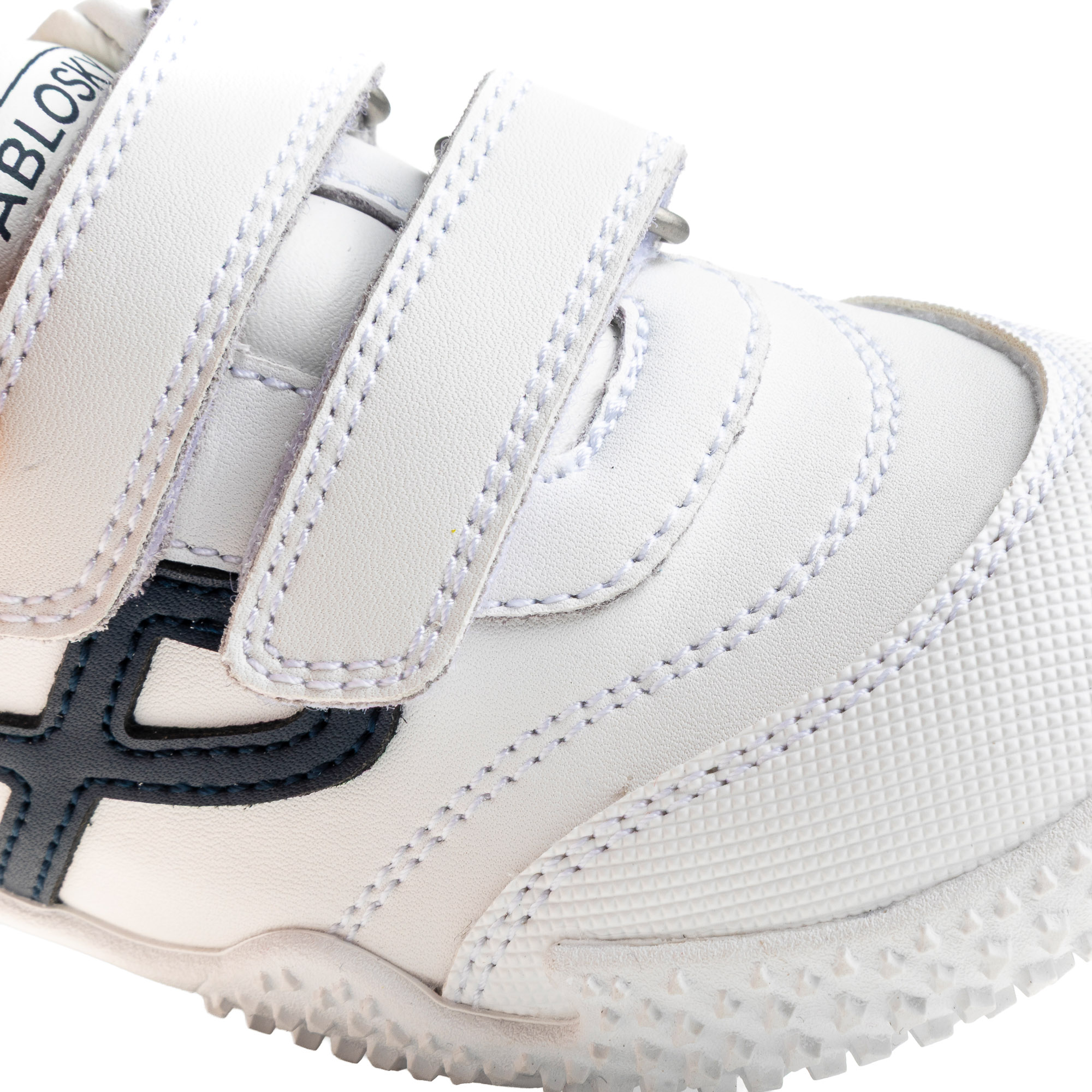 Zapatillas de niño de piel con cierre adherente deportivos para el cole - Pablosky - Blanco / Azul Blanco / Azul-3