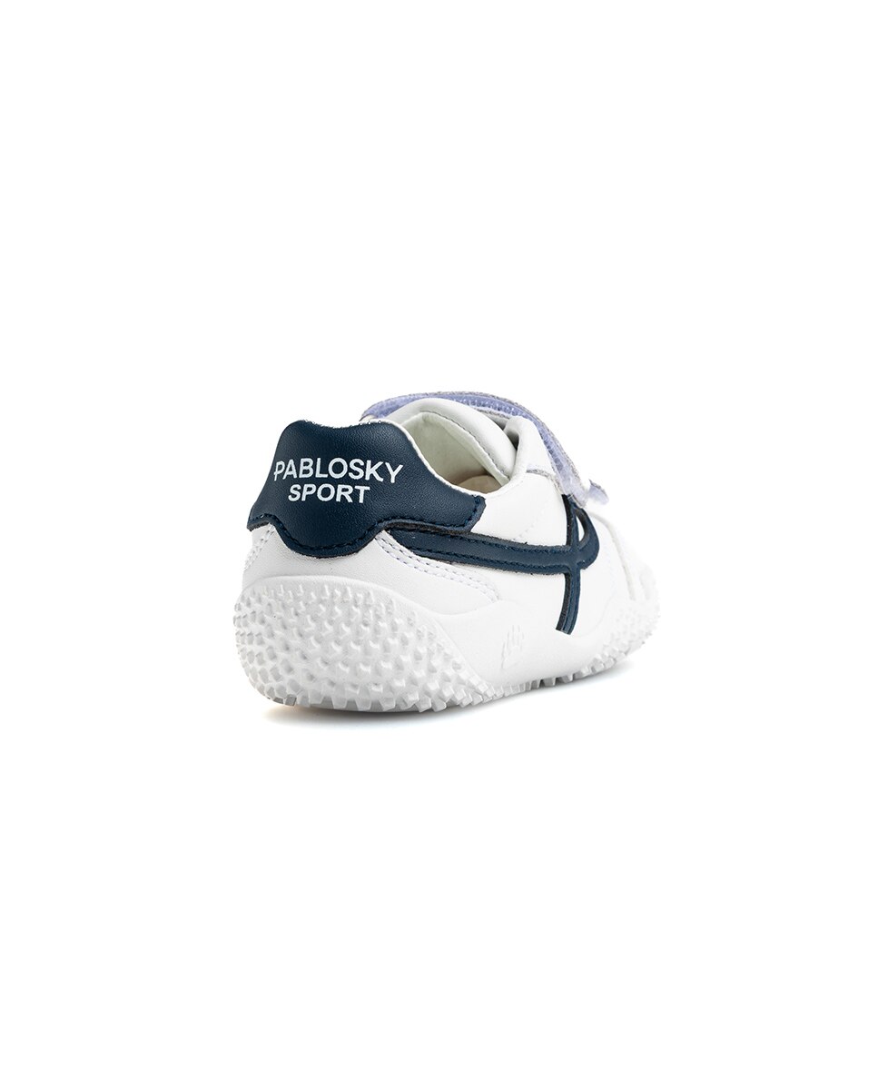 Zapatillas de niño de piel con cierre adherente deportivos para el cole - Pablosky - Blanco / Azul Blanco / Azul-6