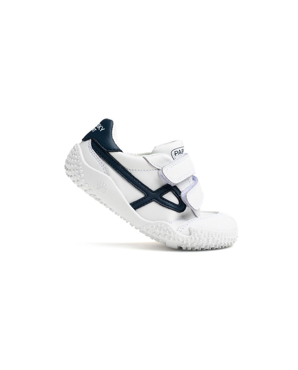 Zapatillas de niño de piel con cierre adherente deportivos para el cole - Pablosky - Blanco / Azul Blanco / Azul-7