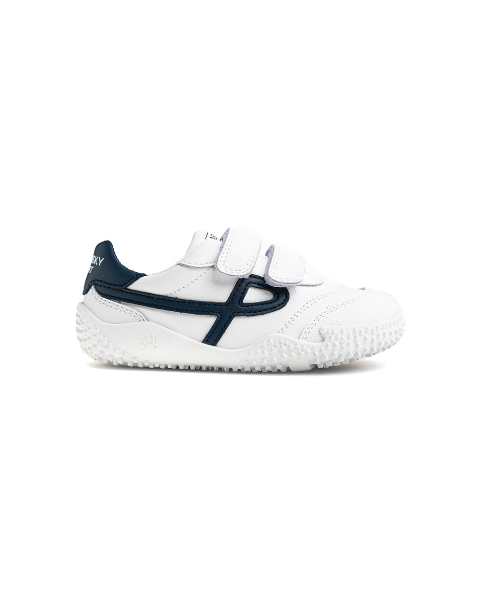 Zapatillas de niño de piel con cierre adherente deportivos para el cole - Pablosky - Blanco / Azul Blanco / Azul-8