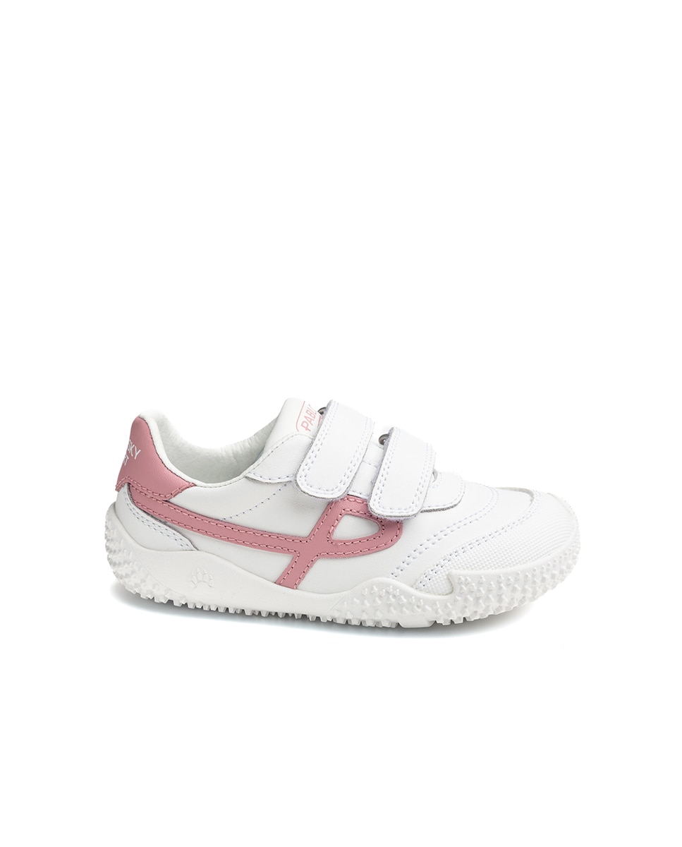 Zapatillas de niño de piel con cierre adherente deportivos para el cole - Pablosky - Blanco / Rosa Blanco / Rosa-1