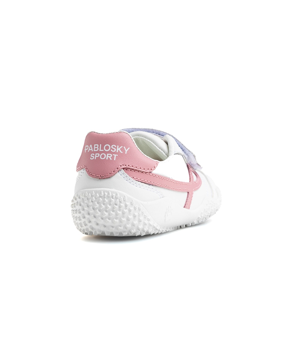 Zapatillas de niño de piel con cierre adherente deportivos para el cole - Pablosky - Blanco / Rosa Blanco / Rosa-6